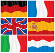 Waving European flags set 1 (no mesh used)