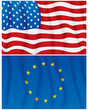 Waving US and EU flags-vector