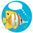 Tropical fish with speech or think bubble, vector