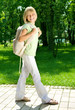 Back to School.Happy Schoolgirl Outdoor