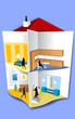 Project of a cottage  in a  vertical section
