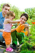 Family in garden