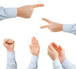 The hand of the businessman showing various signs