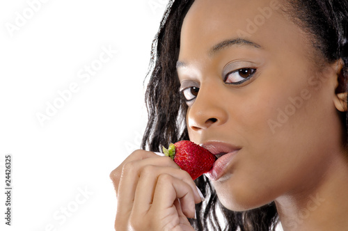 Photo: Eating a Strawberry Eating a Strawberry