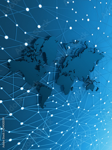 Illustration: Abstract world map in information web Abstract world map in information web
