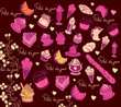 Symbols of Paris. Culinary pattern. Hand drawing