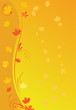 Autumn background with leaves and swirl ornament