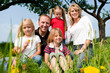 Family on meadow