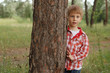 little boy in summer forest