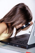 Mädchen sucht nach Fehlern, Girl looks for errors, Mädchen sucht nach Fehlern, Girl looks for errors,