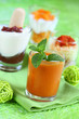 Verrines apéritif gaspacho et desserts