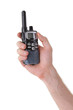 Portable UHF radio transceiver isolated on white background