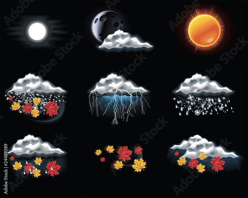 weather forecast icons. Vector weather forecast icons.