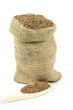 Caraway seeds in burlap bag and over wooden spoon. Caraway seeds in burlap bag and over wooden spoon.
