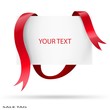 Blank sale tag. Red ribbons. Vector illustration