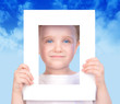 Little Cute Boy Holding Frame Picture