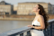 beauty woman on the bridge