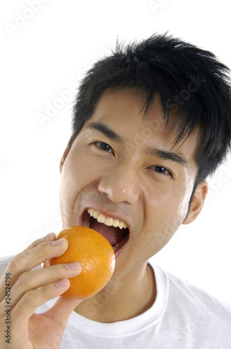 Man Eating Orange