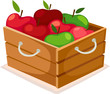 Wooden box of apples