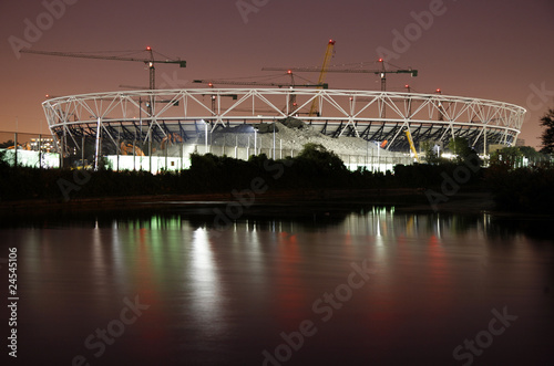 Photo: London Olympic Stadium Construction Site at Night. London Olympic Stadium Construction Site at Night.