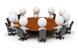 3d small people - session behind a round table 3d small people - session behind a round table