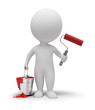 3d small people with paint roller