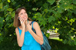 Student girl on phone