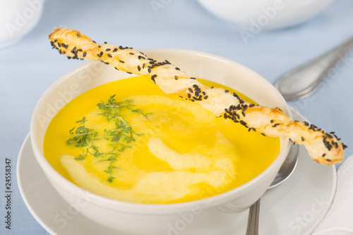 Foto: Möhrenchremesuppe nah Möhrenchremesuppe nah