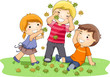 Children Playing With Leaves In The Park Children Playing With Leaves In The Park