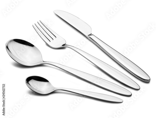 Foto: Silverware Set with Fork, Knife, and Spoons (Clipping Path) Silverware Set with Fork, Knife, and Spoons (Clipping Path)
