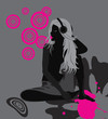 girl with headphones;vector illustration