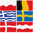 Waving European flags set 2 (no mesh used)