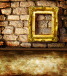frame on  old brick wall as background