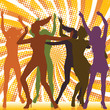 Dancing girls with ray background