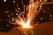 Photo: Sparks during cutting of metal by gas welding Sparks during cutting of metal by gas welding