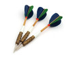 Three darts with feather flights on white background Three darts with feather flights on white background