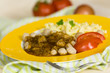 Fleischbällchen mit Spätzle,Bohnen