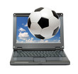 Foto: small laptop with soccer football ball small laptop with soccer football ball