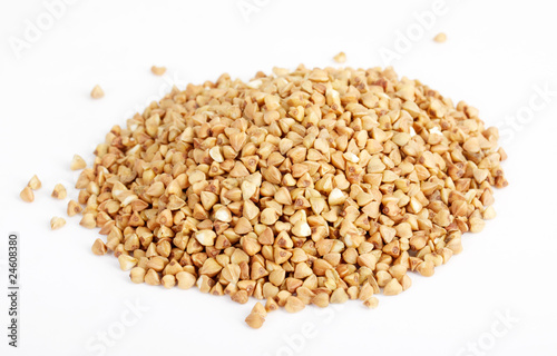 Photo: Buckwheat seeds closeup isolated on white Buckwheat seeds closeup isolated on white