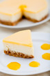 Slice of delicious lemon cheesecake