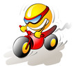 smiling ball riding a bike