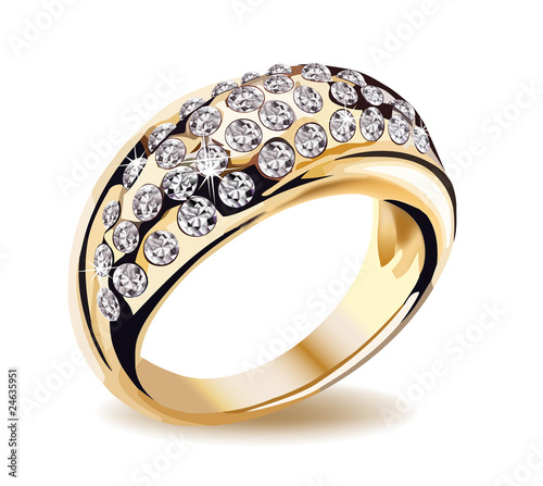 Vector: Gold vector diamond ring Gold vector diamond ring