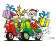 Mos Craciun si ren de conducere Scooter