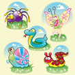 Family of funny animals. Vector illustration