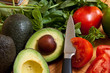 Mixed vegetables avocados, tomatoes, and basil Mixed vegetables avocados, tomatoes, and basil