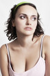 Photo: sad girl looking up and thinking with selective focus sad girl looking up and thinking with selective focus