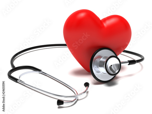 Illustration: Stetoscopio e cuore rosso Stetoscopio e cuore rosso