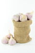Garlic in burlap bag. Garlic in burlap bag.