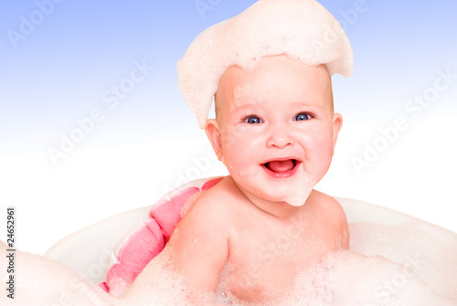 Photo: baby in a bathroom baby in a bathroom