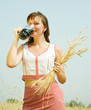 Girl with beer and wheat ears Girl with beer and wheat ears